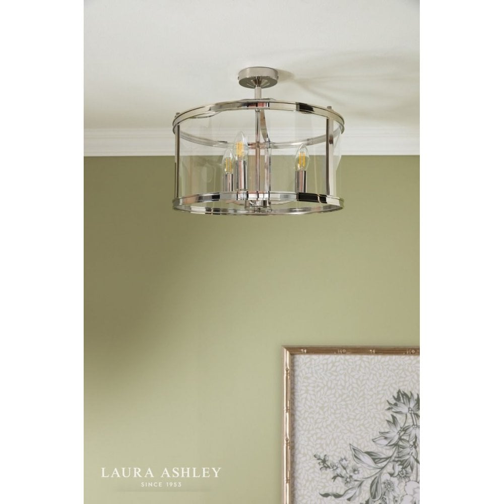 Harrington 3 Light Semi Flush in Polished Nickel