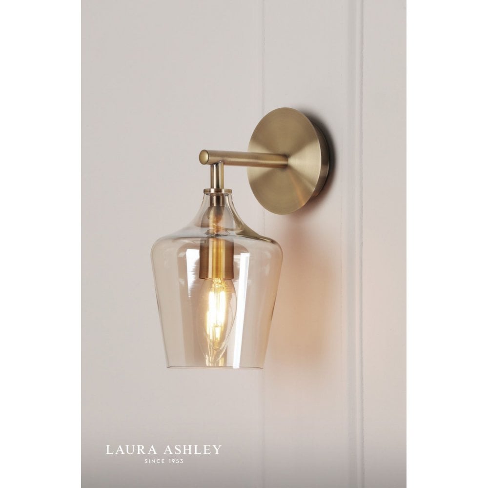 Ockley Antique Brass & Champagne Glass Wall Light