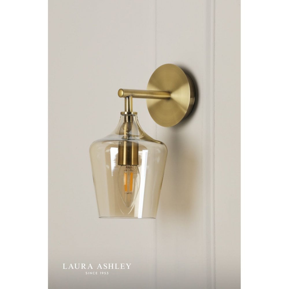 Ockley Antique Brass & Champagne Glass Wall Light