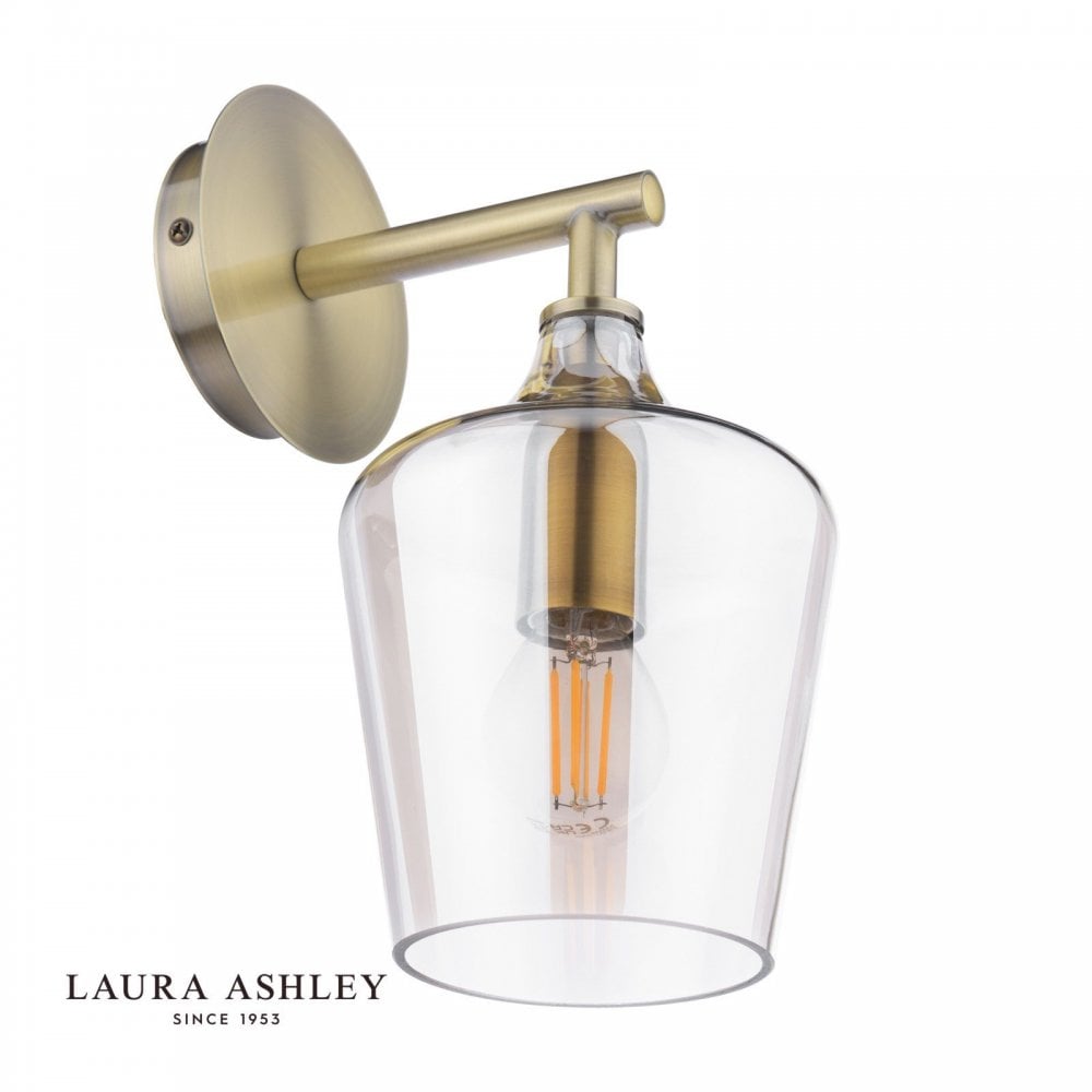 Ockley Antique Brass & Champagne Glass Wall Light