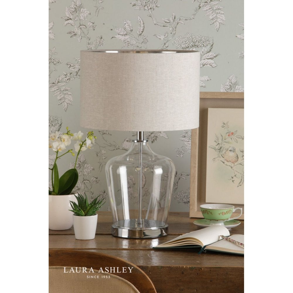 Laura Ashley Ockley Touch Table Lamp Polished Chrome & Glass With Shade
