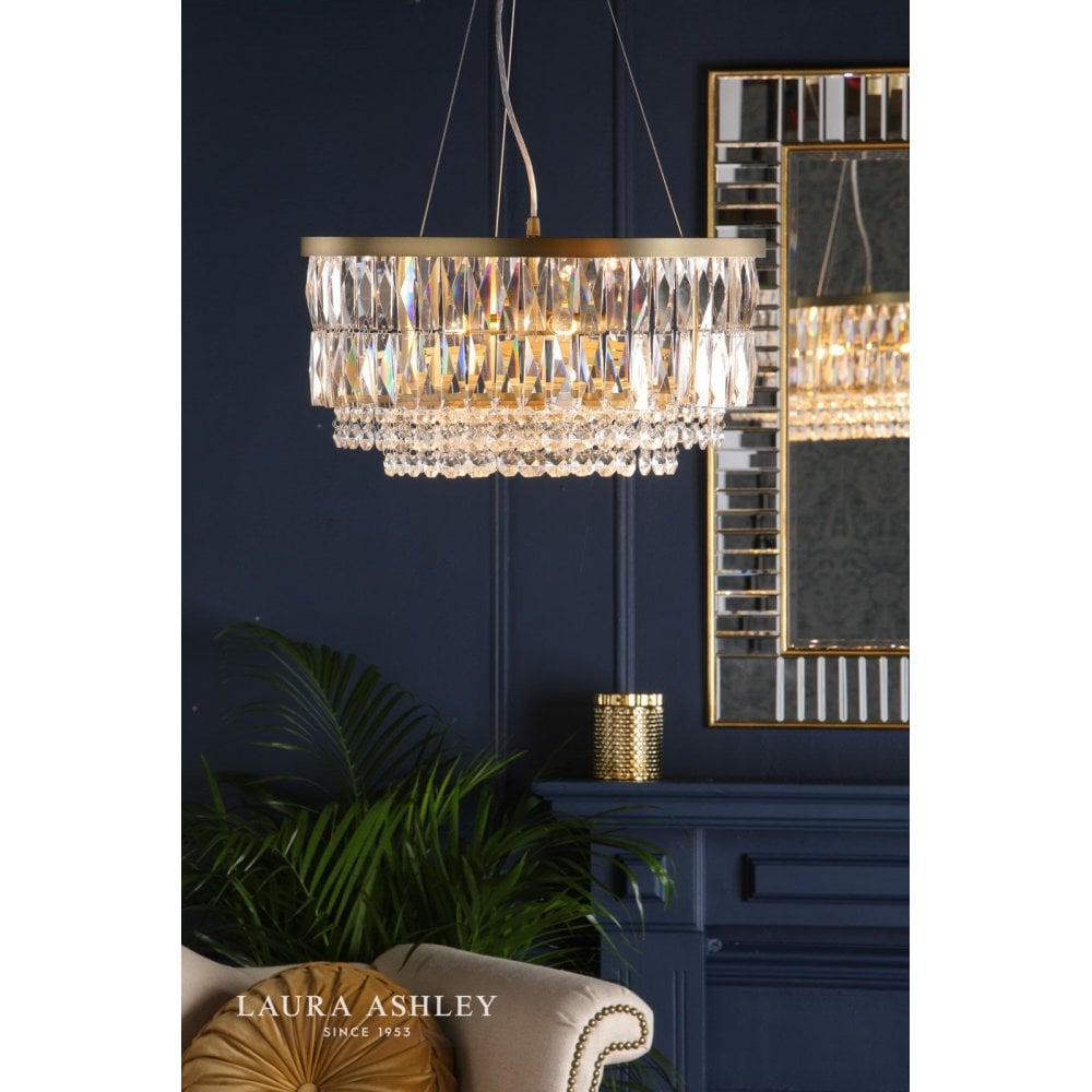 Rhosill 4 Light Pendant Glass & Antique Brass