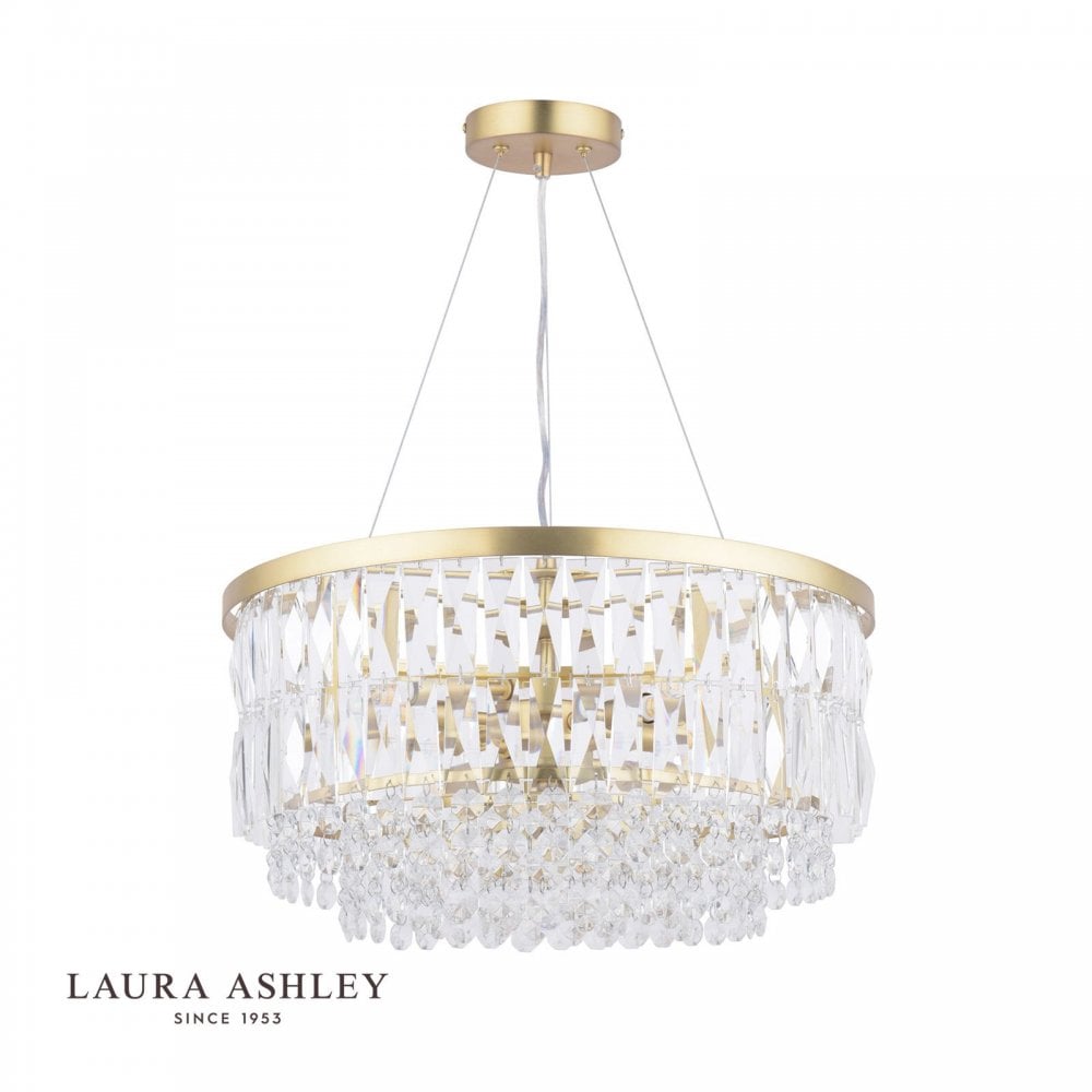 Rhosill 4 Light Pendant Glass & Antique Brass