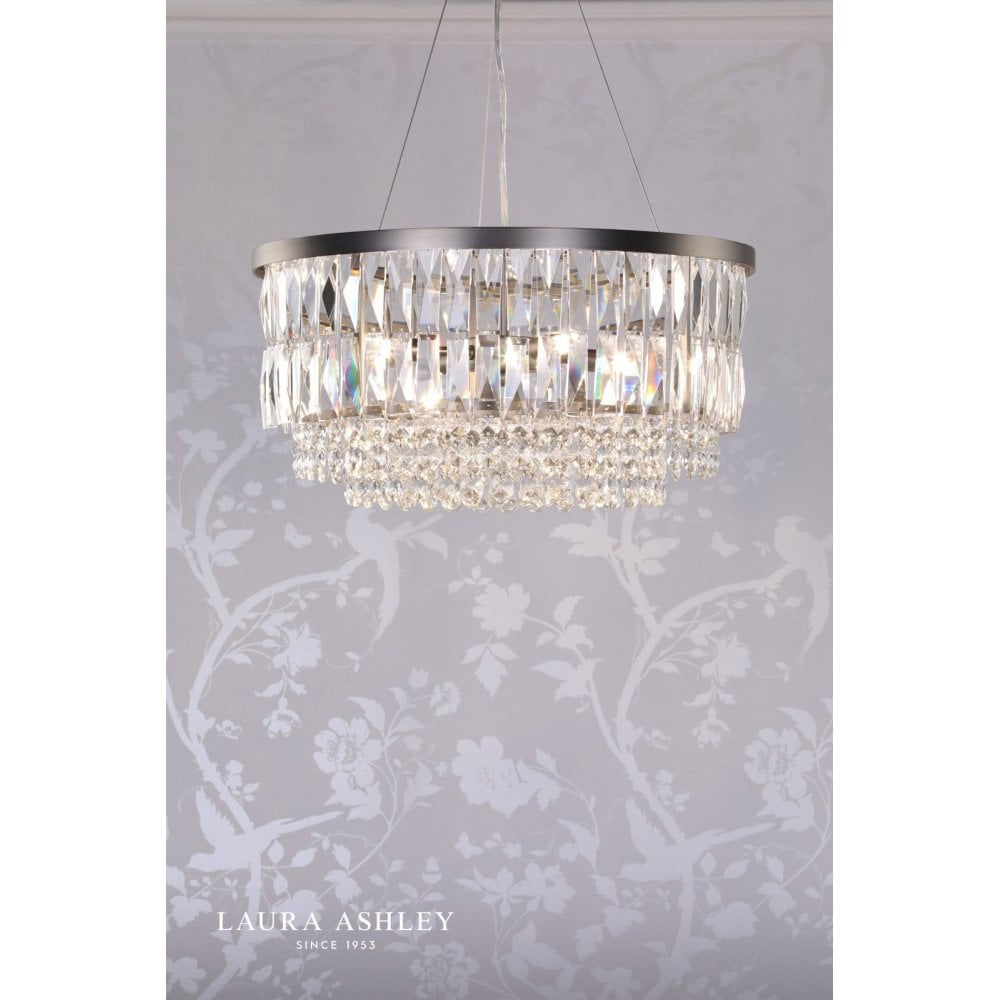 Rhosill 4 Light Pendant Glass & Aged Pewter