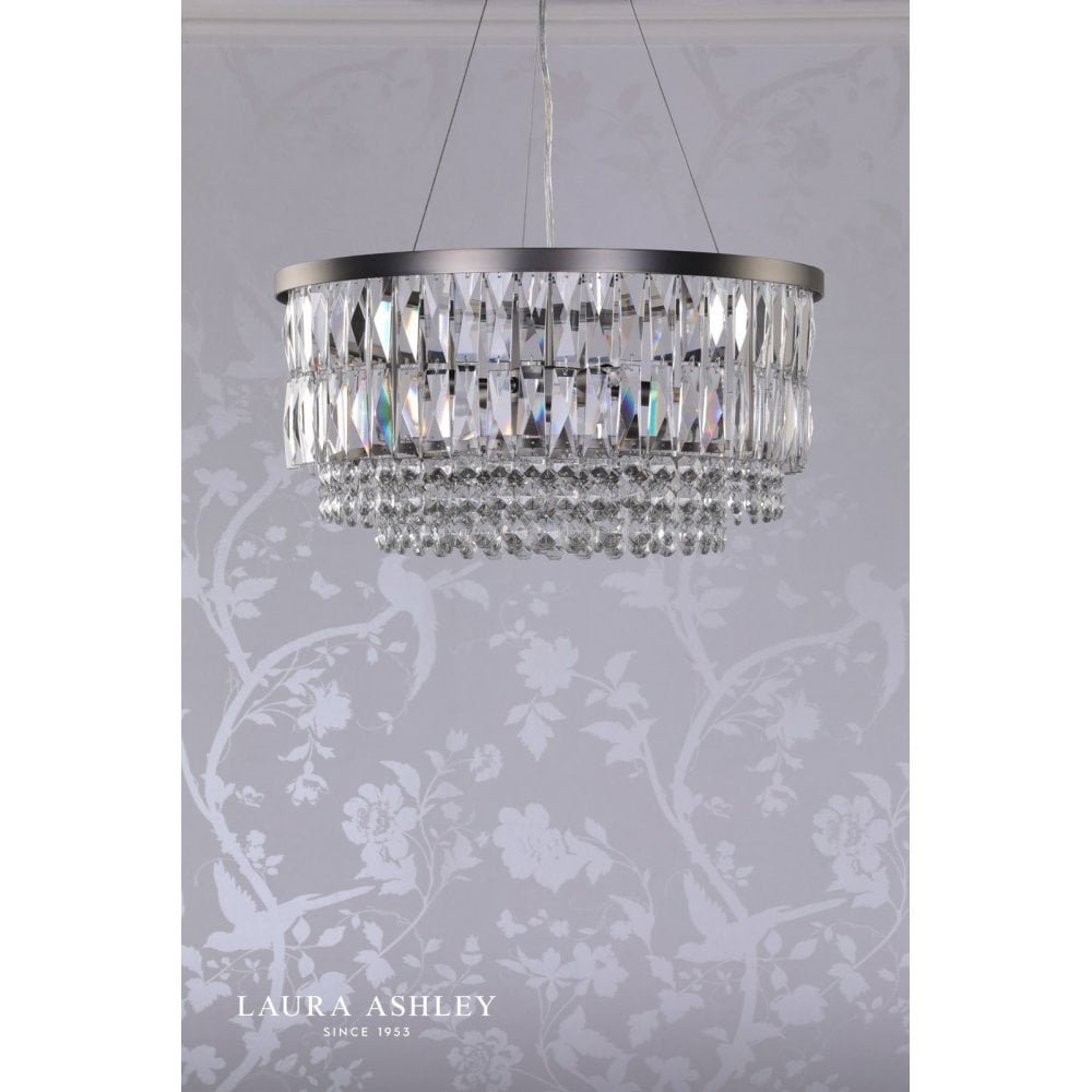 Rhosill 4 Light Pendant Glass & Aged Pewter