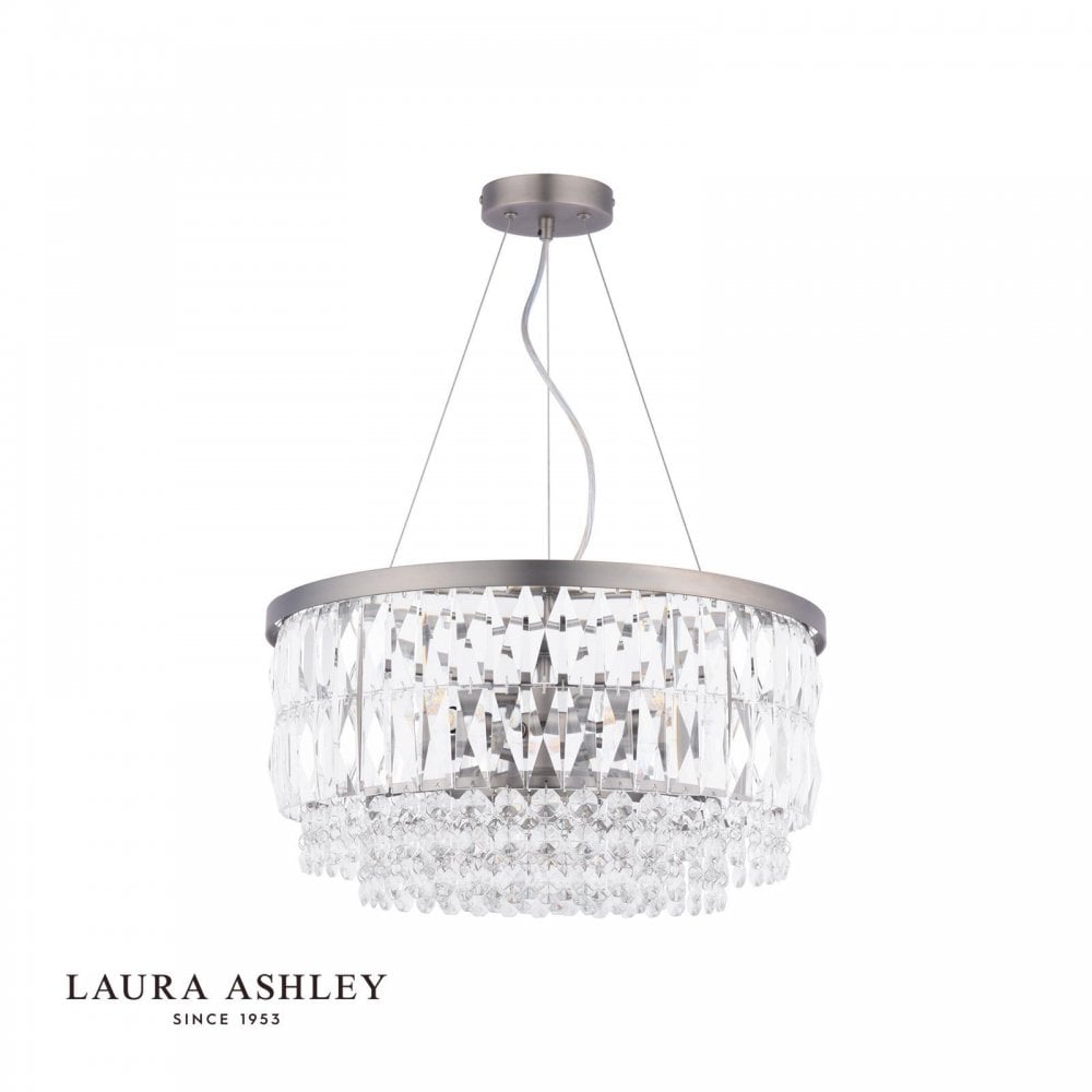 Rhosill 4 Light Pendant Glass & Aged Pewter