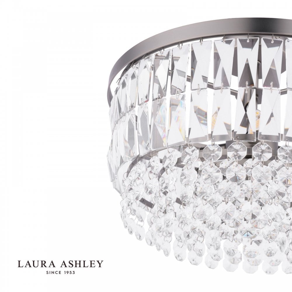 Rhosill 3 Light Semi Flush Glass & Aged Pewter
