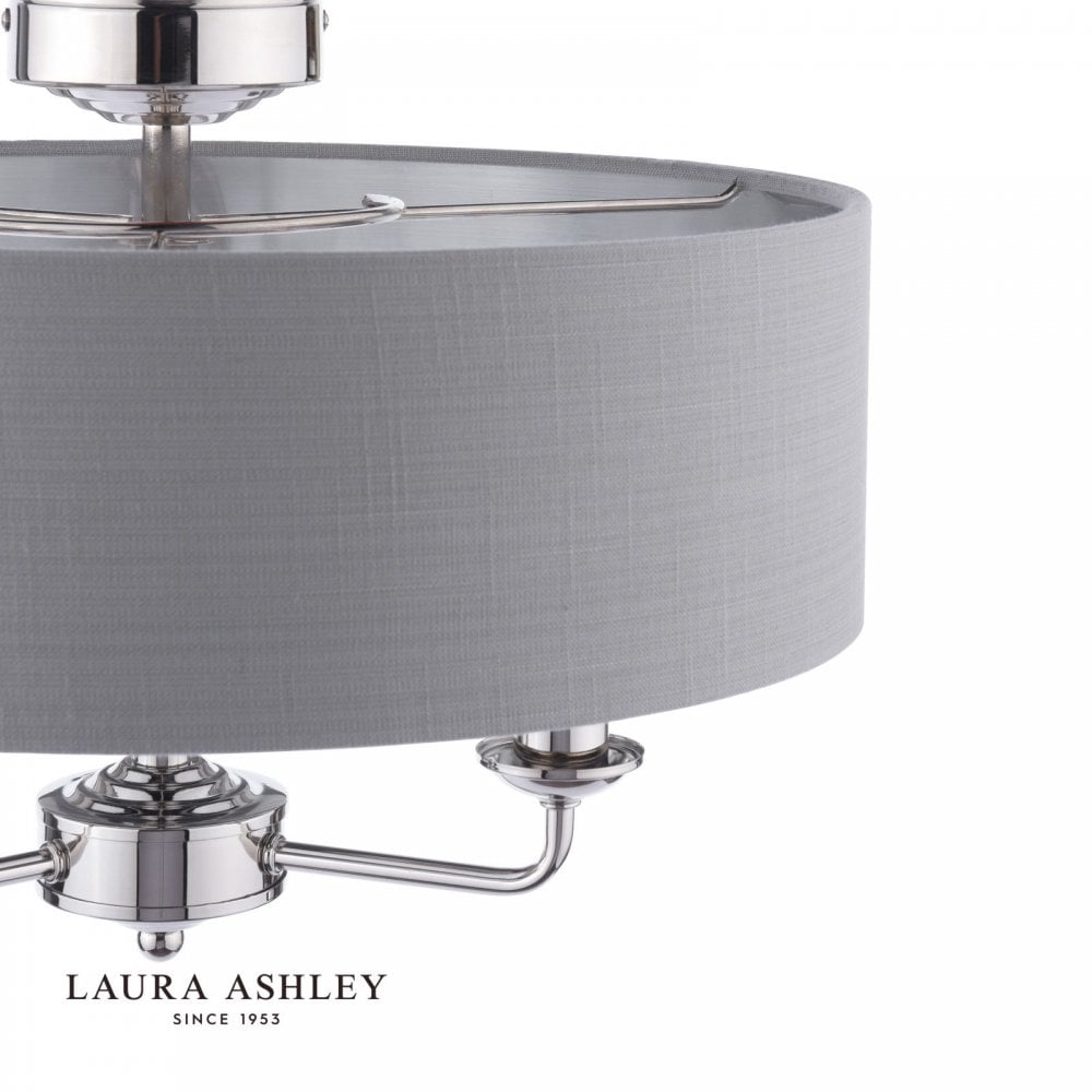 Sorrento Polished Nickel Semi Flush Light C/W Charcoal Shade