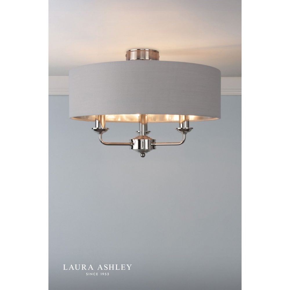 Sorrento Polished Nickel Semi Flush Light C/W Silver Shade