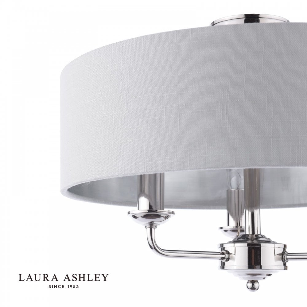 Sorrento Polished Nickel Semi Flush Light C/W Silver Shade