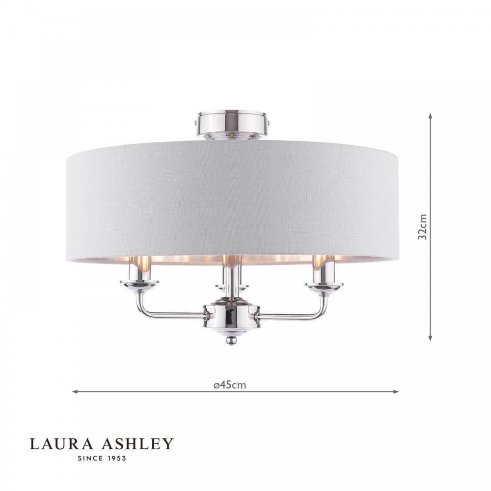 Sorrento Polished Nickel Semi Flush Light C/W Silver Shade