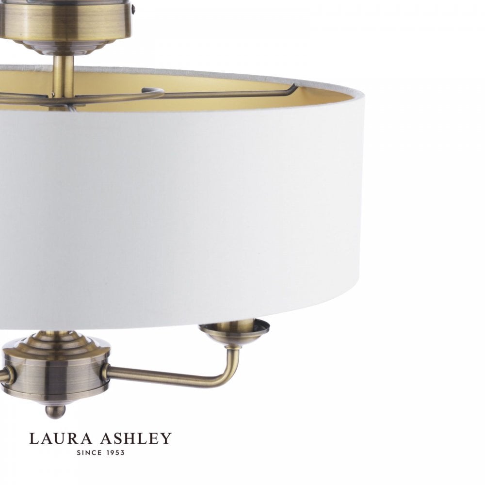 Sorrento Antique Brass Semi Flush C/W Ivory Shade
