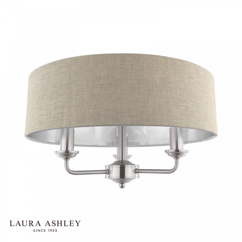 Sorrento Satin Nickel Semi Flush C/W Natural Shade