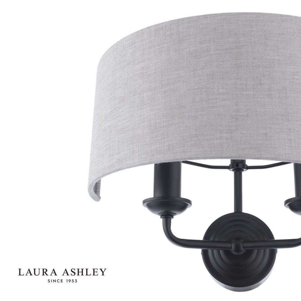 Sorrento Double Wall Light in Matt Black C/W Natural Shade
