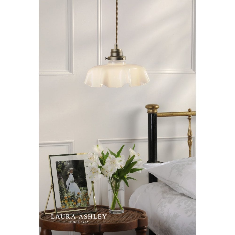 Banham Antique Brass & White Glass Pendant