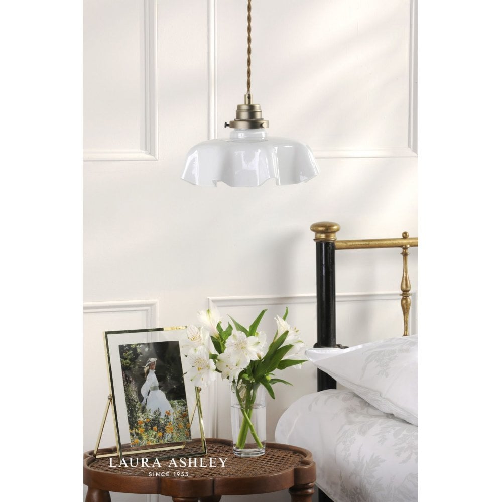Banham Antique Brass & White Glass Pendant