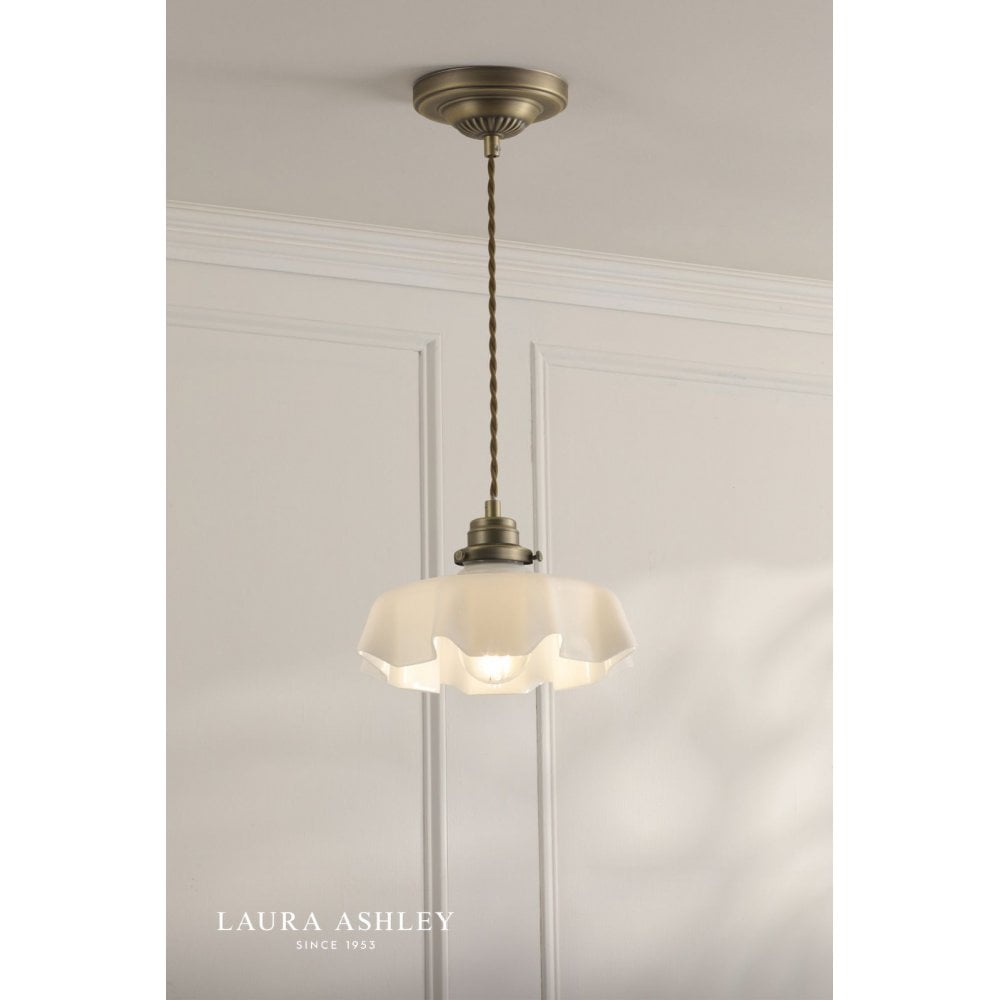 Banham Antique Brass & White Glass Pendant