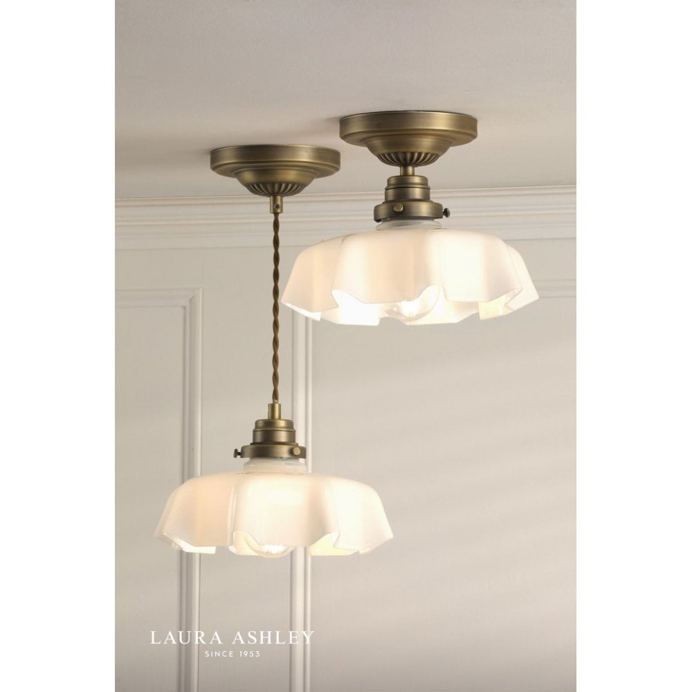 Banham Antique Brass & White Glass Pendant