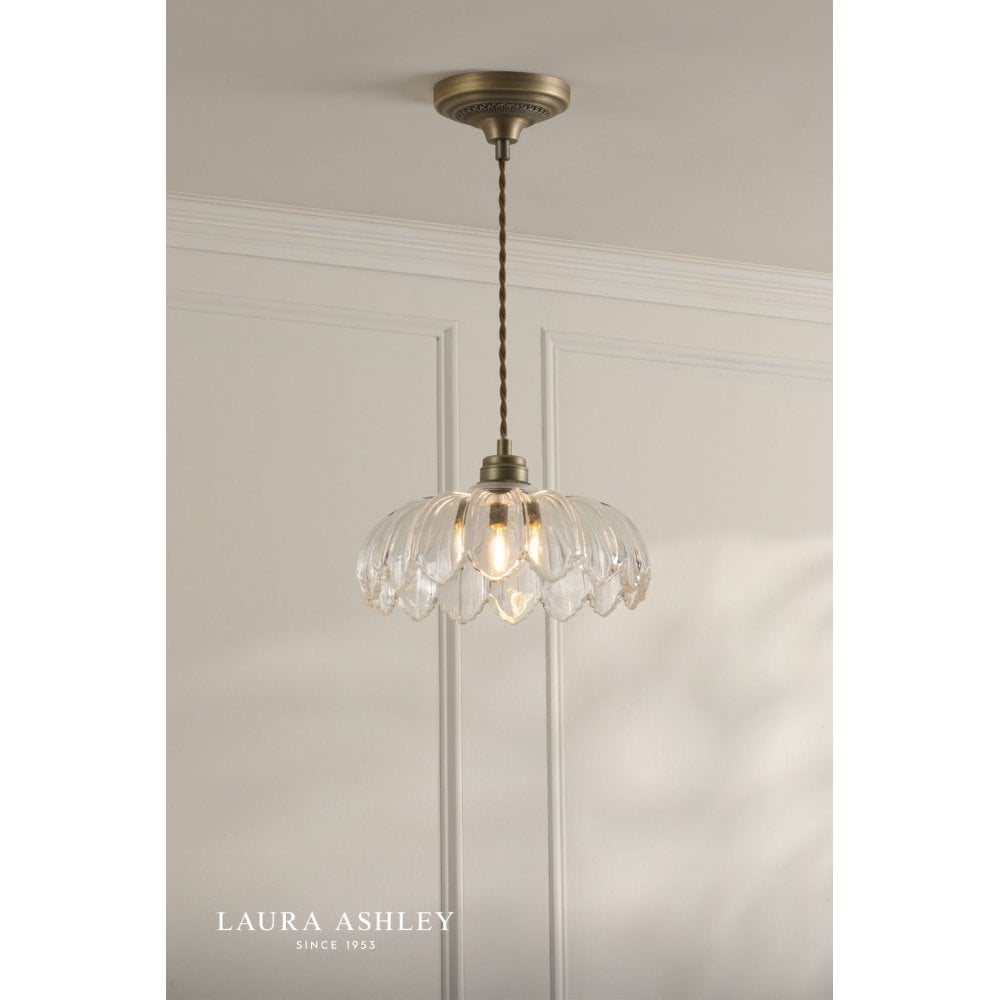 Bexwell Antique Brass & Glass Single Pendant