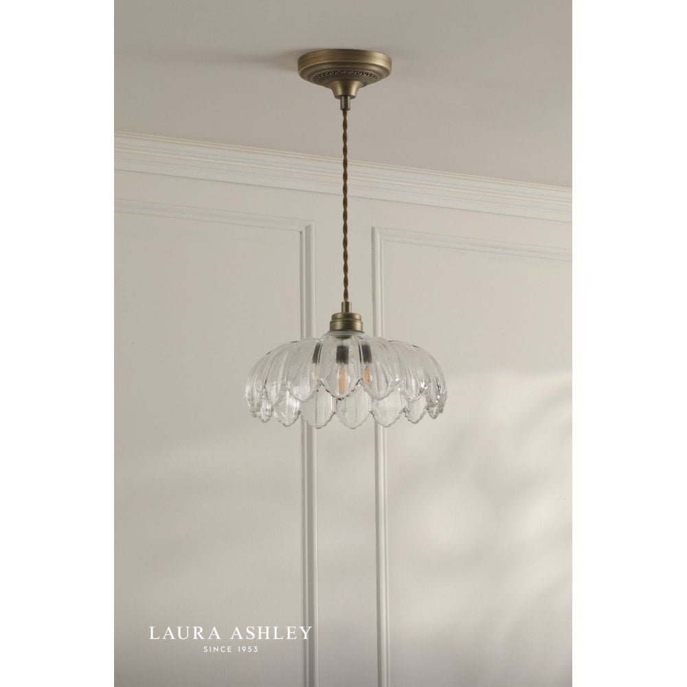 Bexwell Antique Brass & Glass Single Pendant