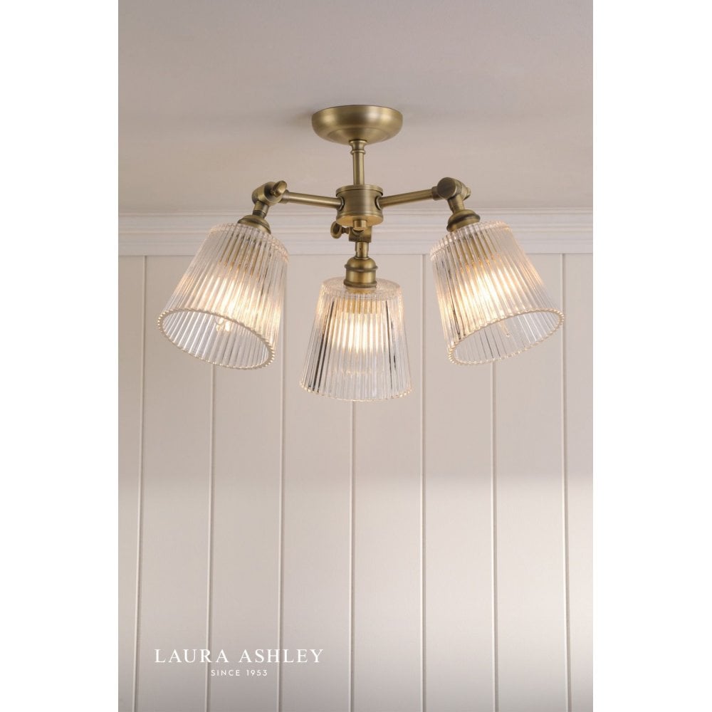 Callaghan Antique Brass 3 Light Semi Flush Fitting