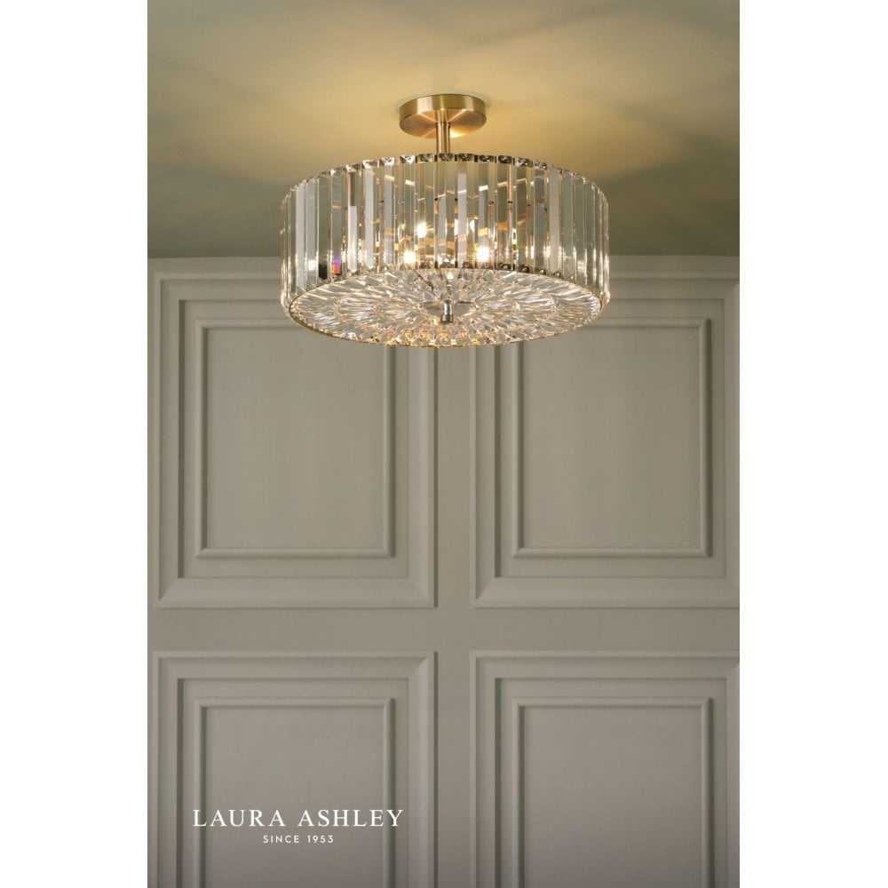 Fernhurst Antique Brass 4 Light Semi Flush Fitting