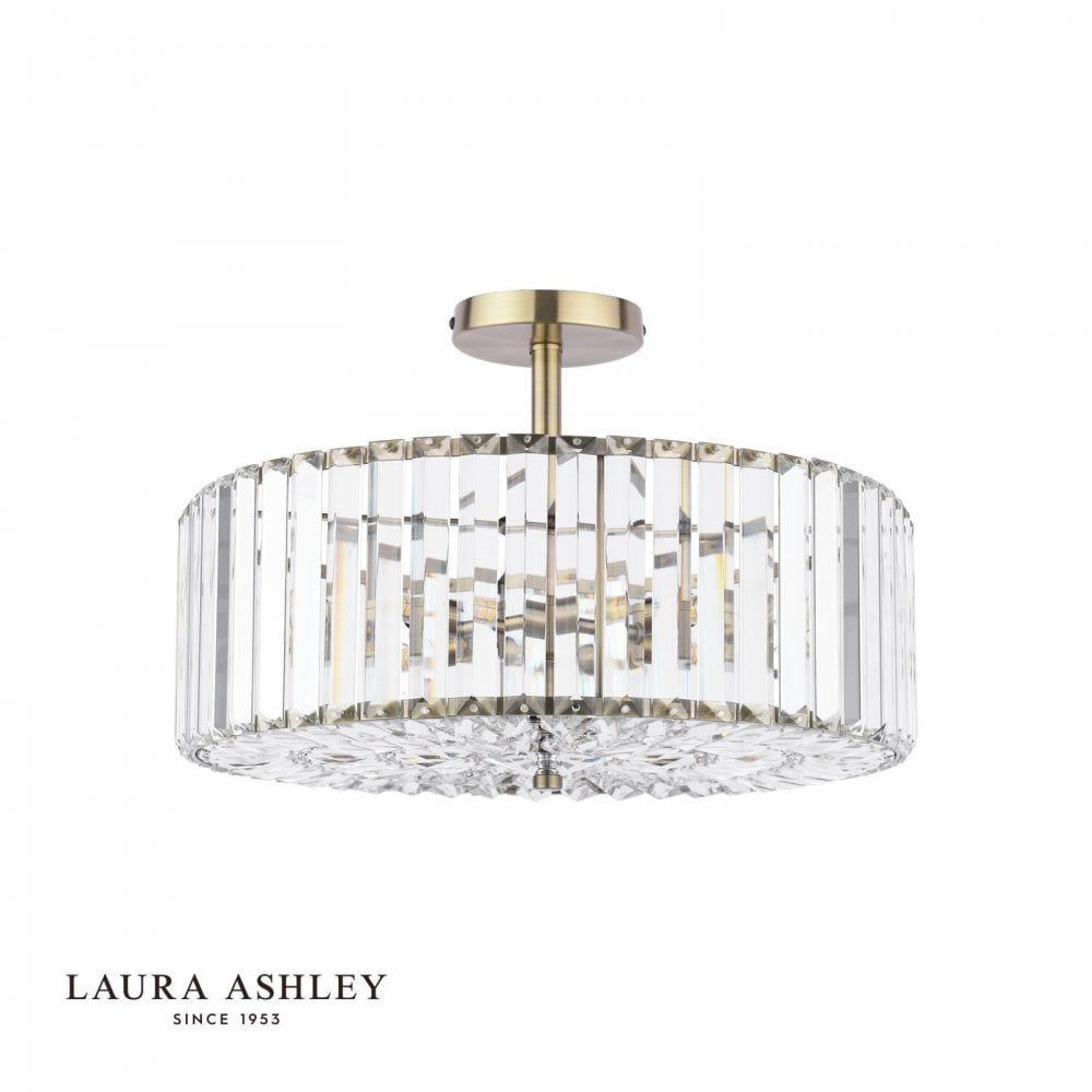 Fernhurst Antique Brass 4 Light Semi Flush Fitting