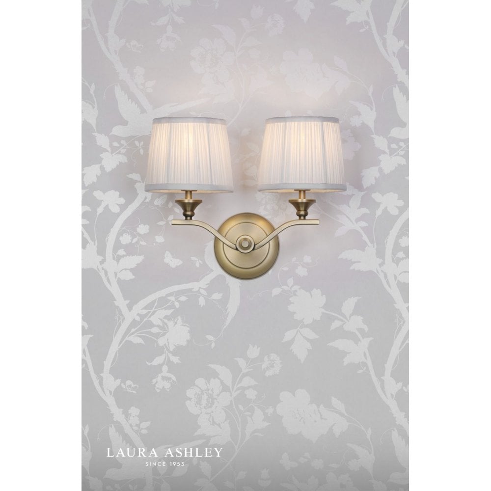 Hemsley 2 Light Antique Brass Wall Light