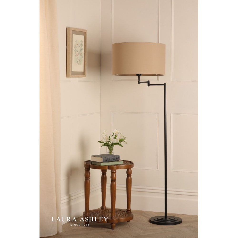 Marlowe Swing Arm Floor Lamp in Matt Black C/W Shade