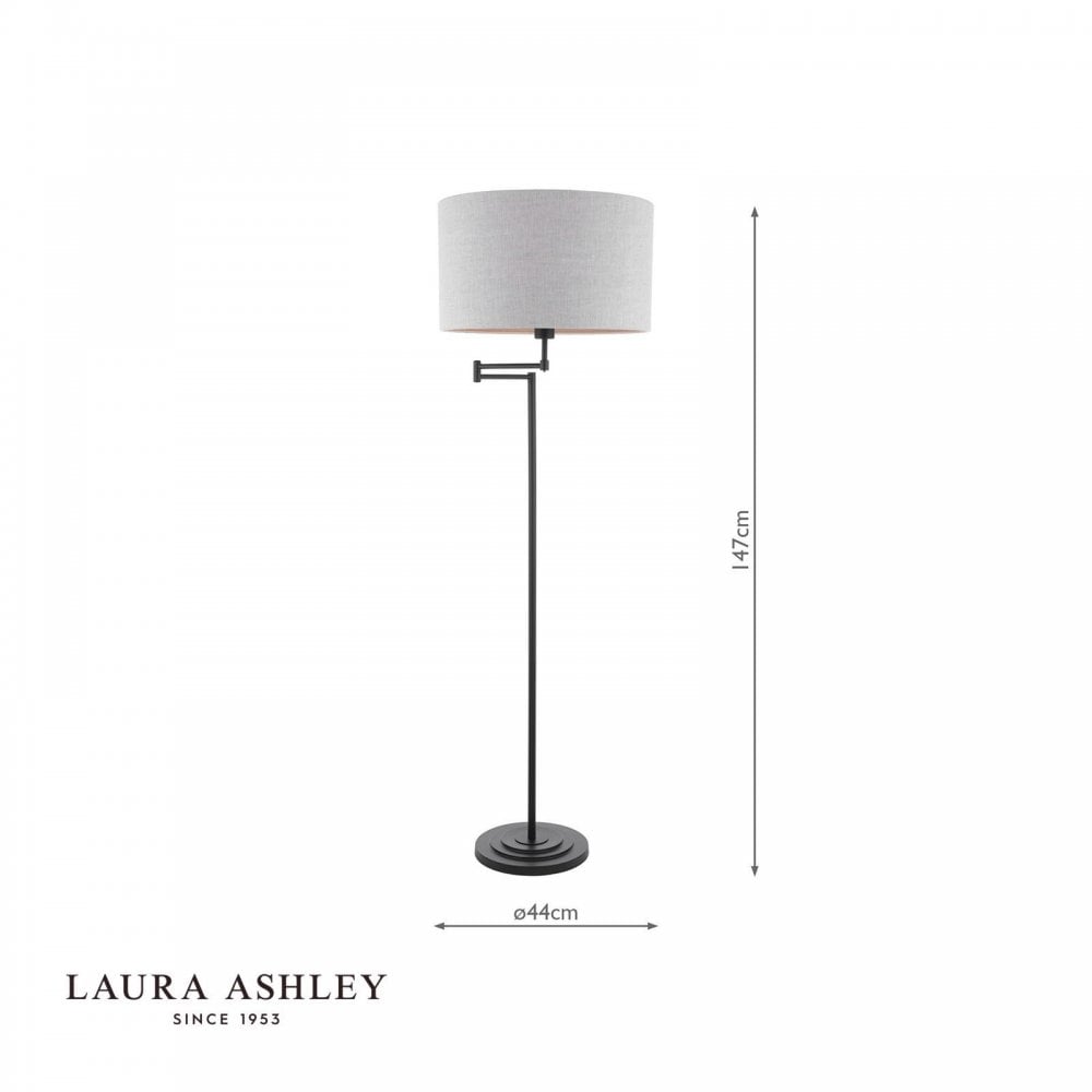 Marlowe Swing Arm Floor Lamp in Matt Black C/W Shade