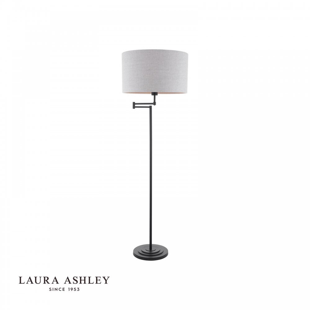 Marlowe Swing Arm Floor Lamp in Matt Black C/W Shade
