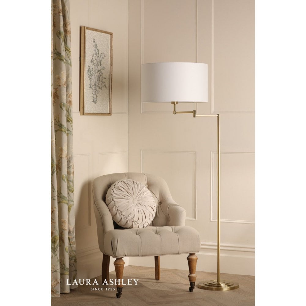 Marlowe Swing Arm Floor Lamp in Antique Brass C/W Shade