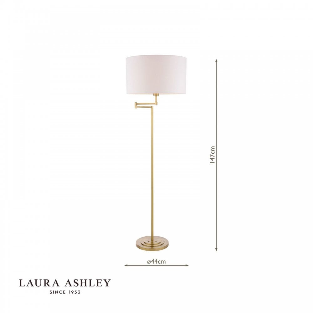 Marlowe Swing Arm Floor Lamp in Antique Brass C/W Shade