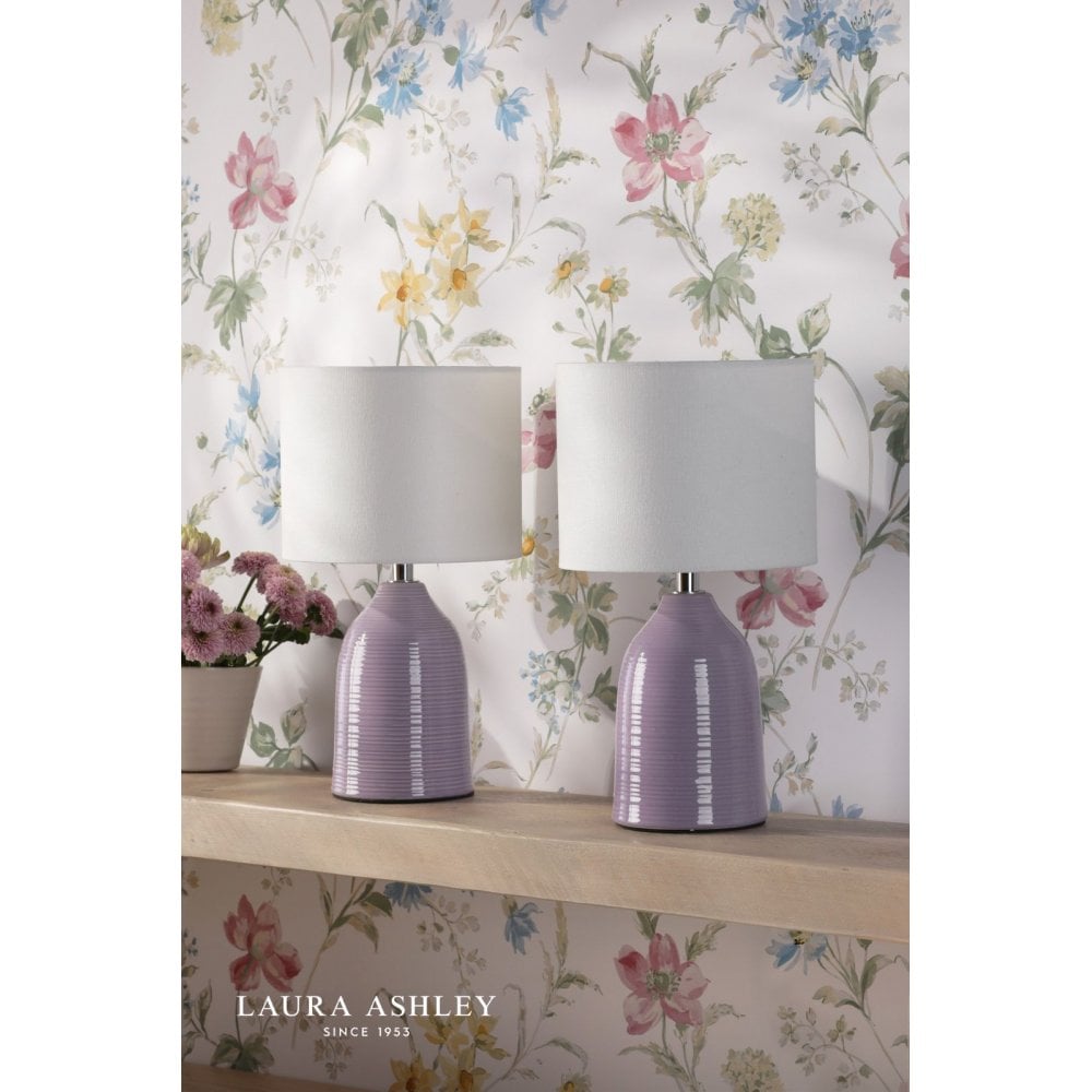 Penny Twin Pack Purple Ceramic Table Lamp C/W Shades