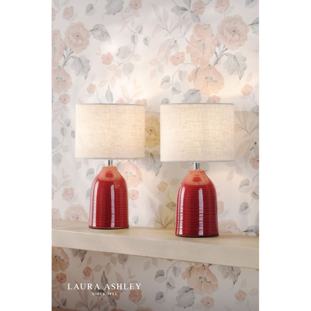 Penny Twin Pack Red Ceramic Table Lamp C/W Shades