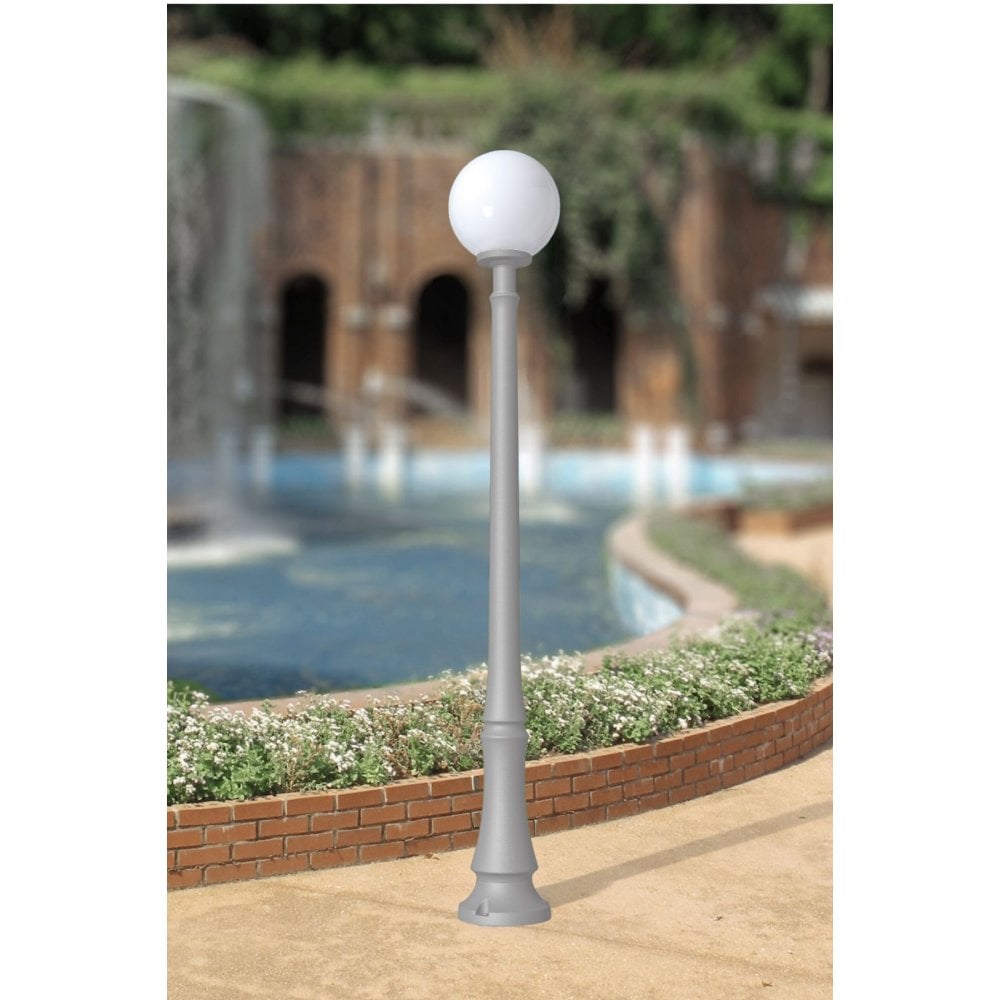 Dino 300mm Opal Globe Post Light in Grey