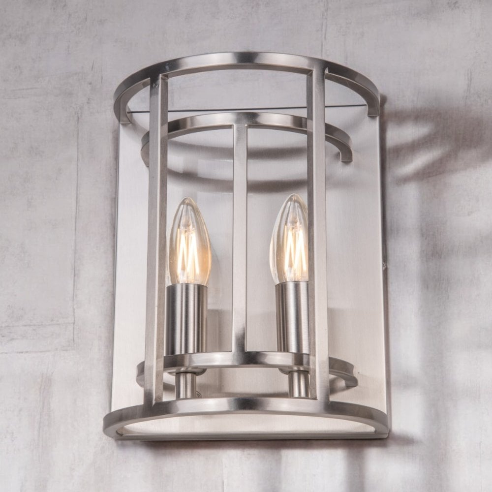 Chester 2 Light Wall Fitting in Satin Chrome