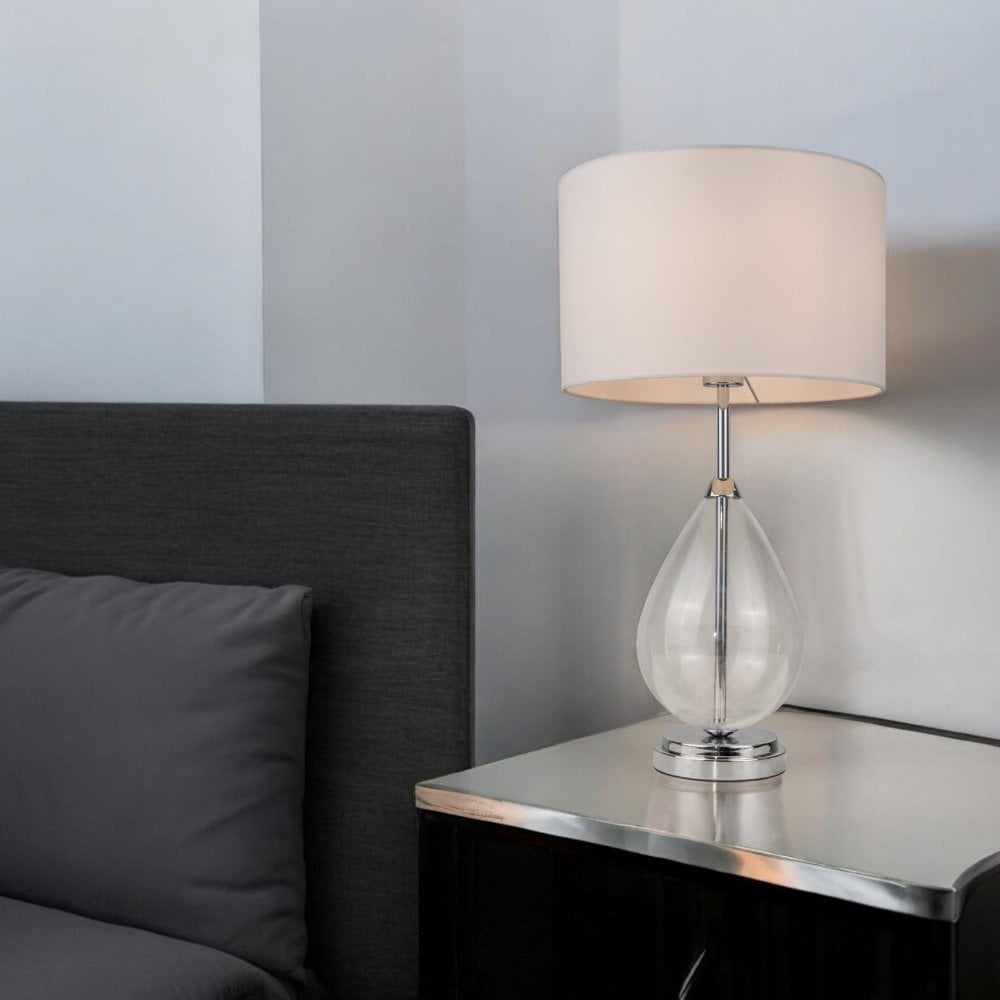 Rayna Polished Chrome & Crystal Table Lamp C/W Shade