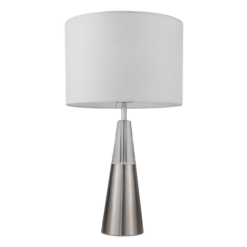 Lola Satin Chrome Table Lamp C/W Shade