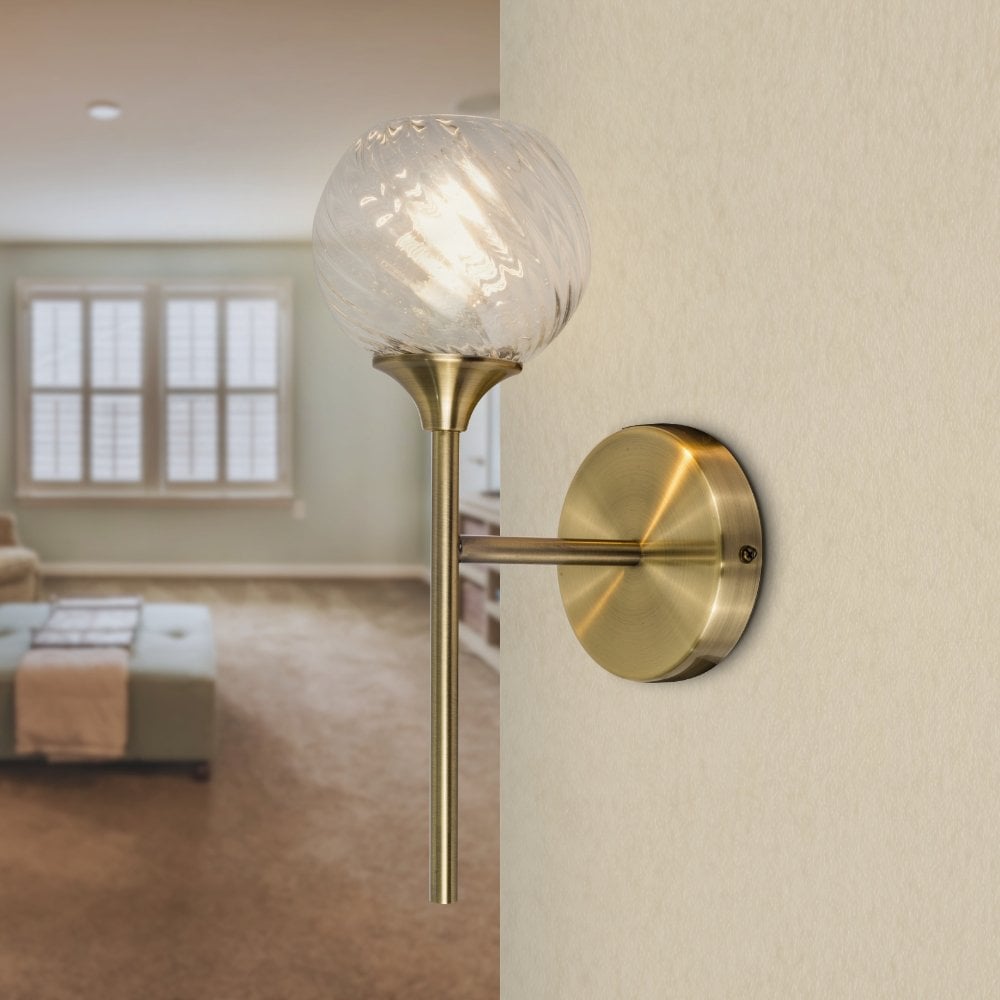 Mona Antique Brass Wall Light