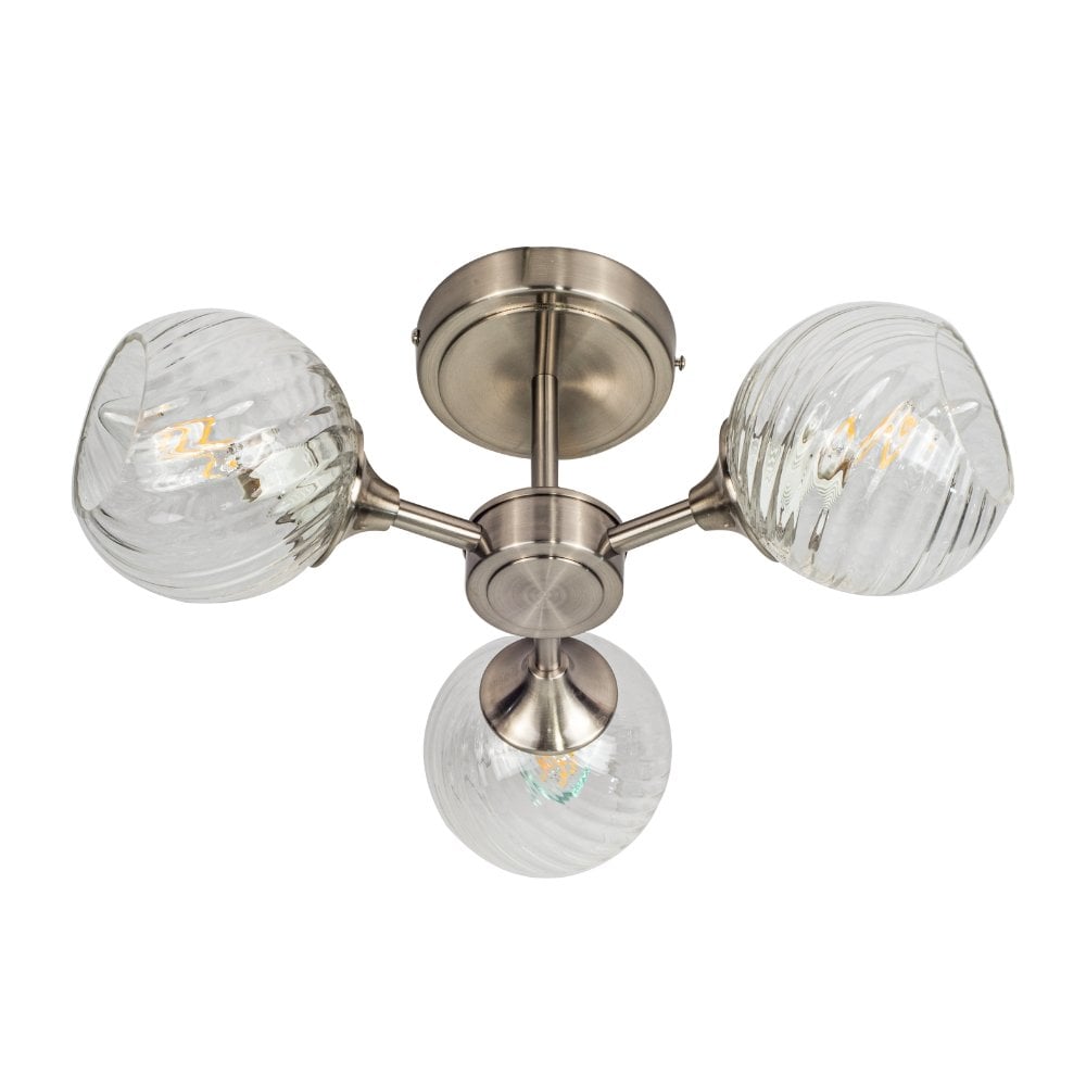 Mona 3 Light Satin Chrome Semi Flush Fitting