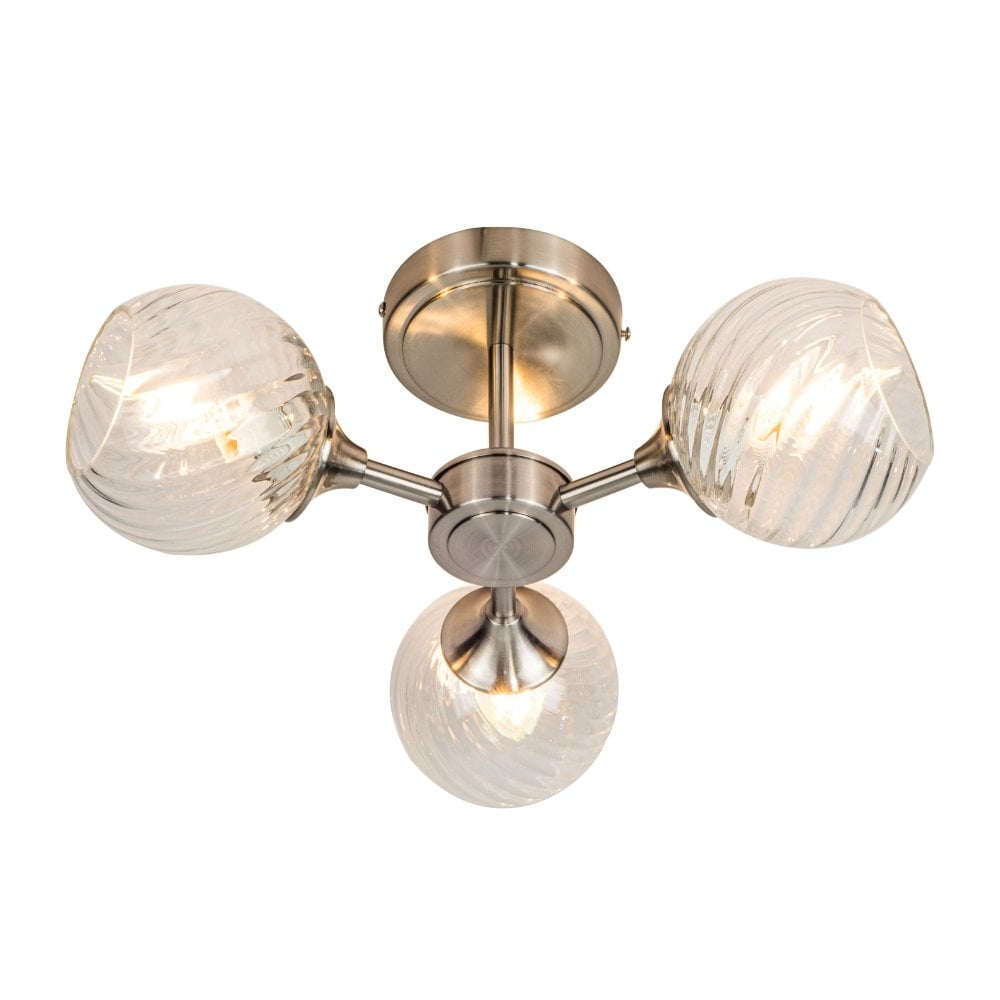 Mona 3 Light Satin Chrome Semi Flush Fitting