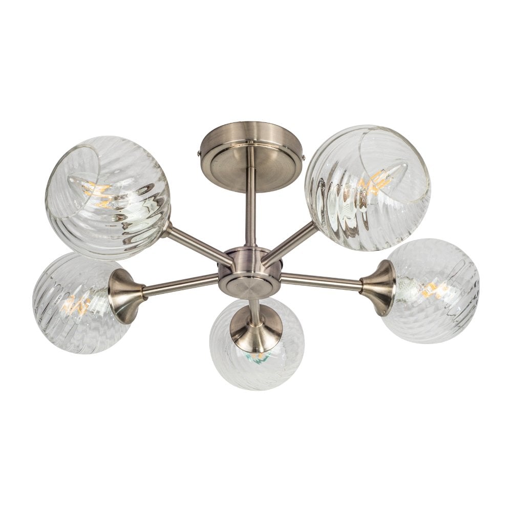 Mona 5 Light Satin Chrome Semi Flush Fitting
