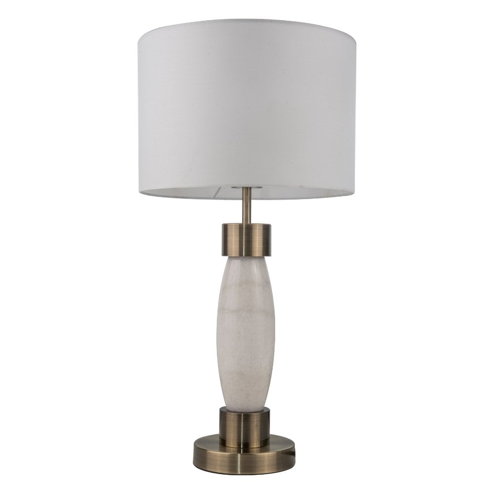Amelia Antique Brass & Marble Table Lamp C/W Shade