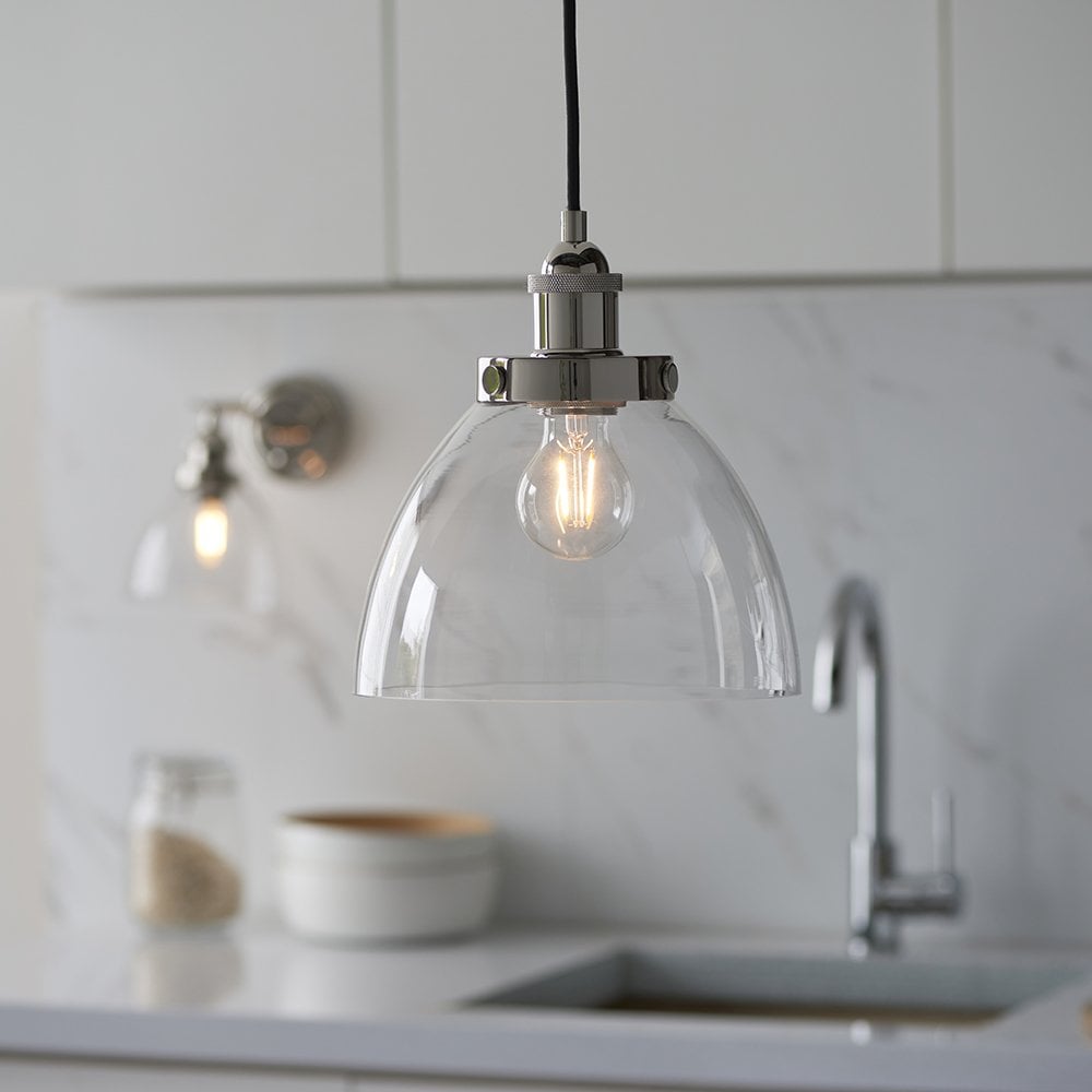Hansen Single Pendant in Bright Nickel