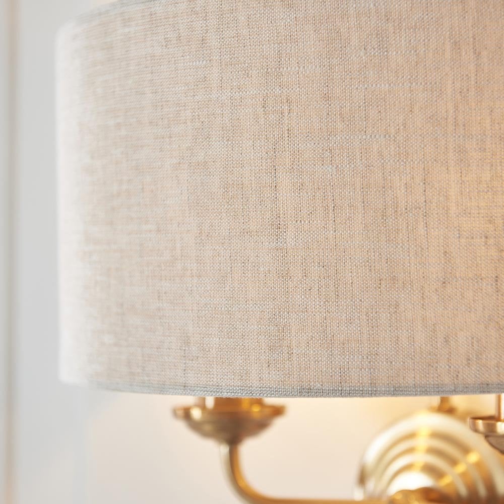 Highclere Double Wall Light in Brass C/W Natural Shade