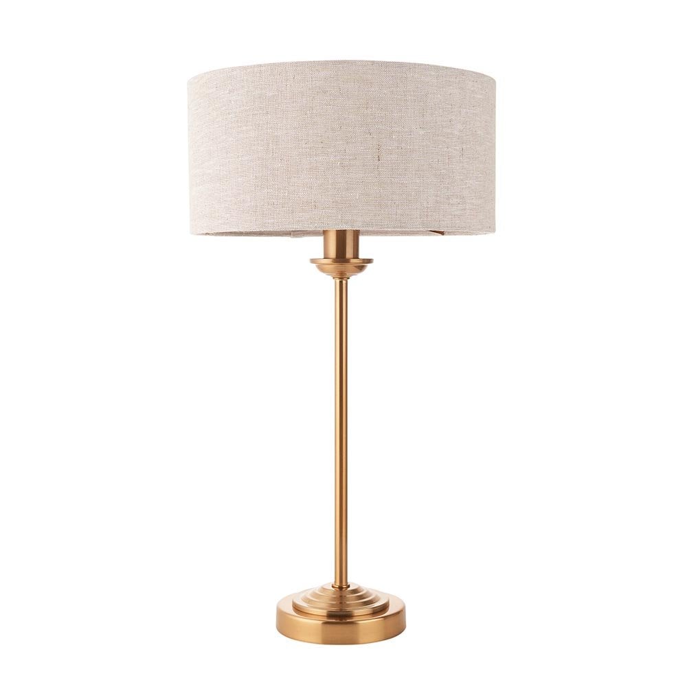 Highclere 1 Light Brass Table Lamp C/W Natural Shade
