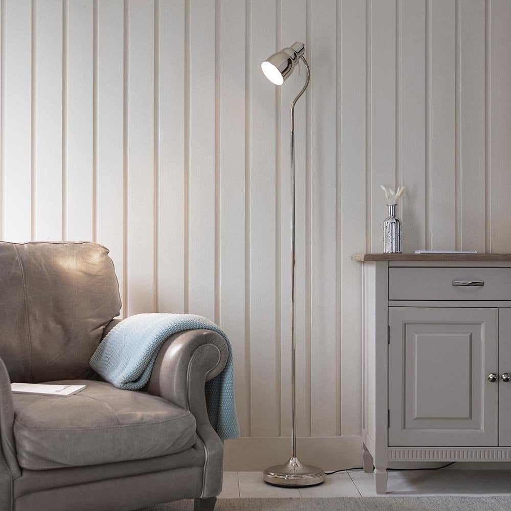 Classic Flexi Floor Lamp in Bright Nickel