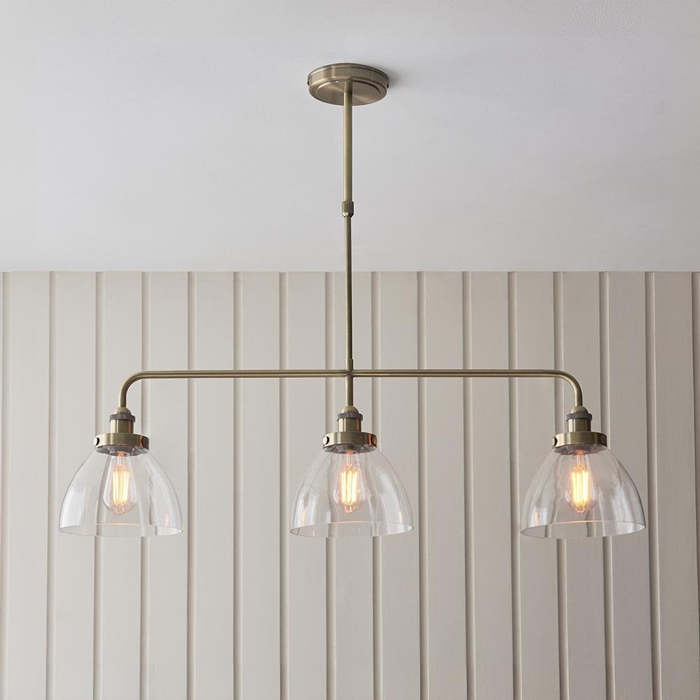 Hansen 3 Light Bar Linear Pendant in Antique Brass