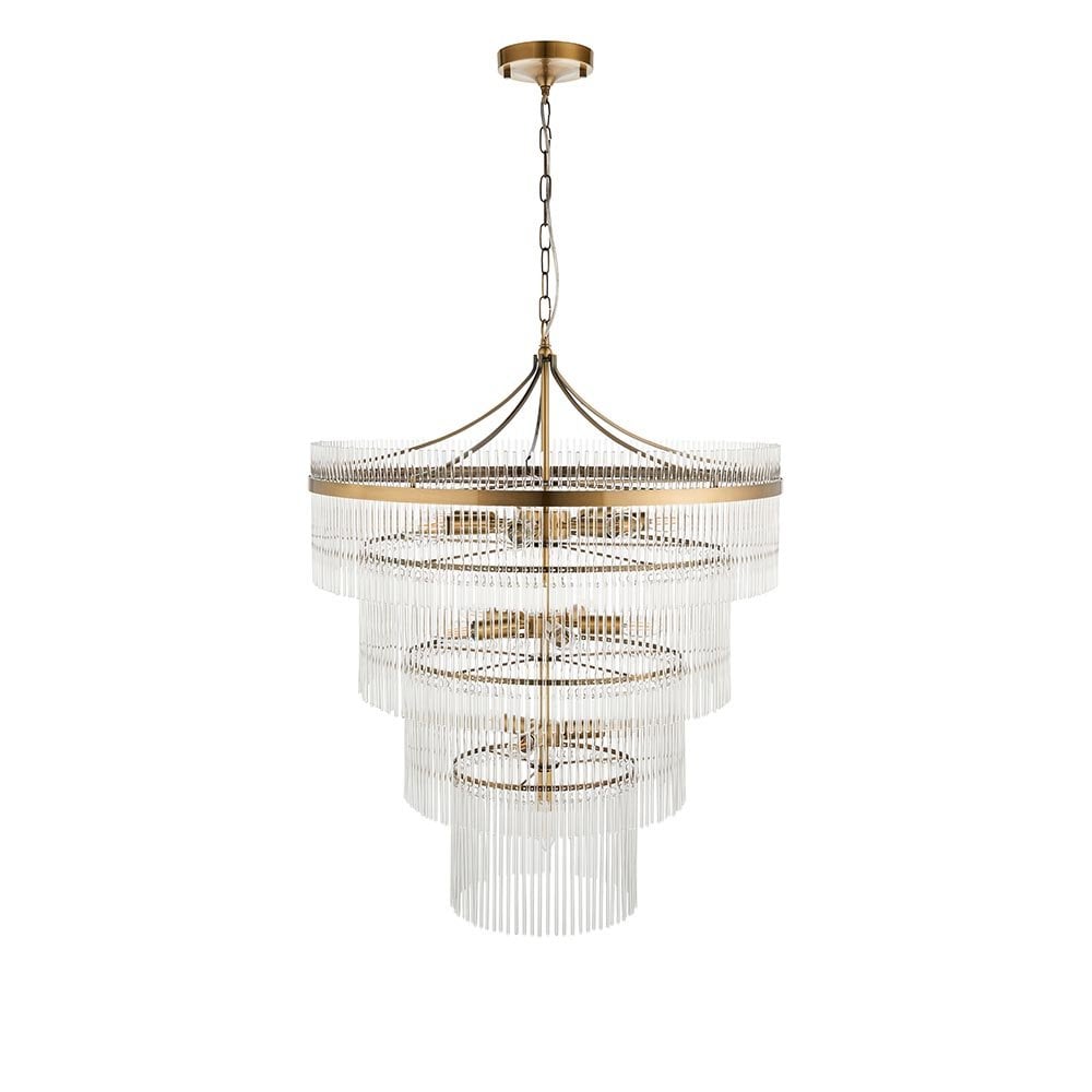 Marietta 16 Light Tiered Pendant in Antique Brass